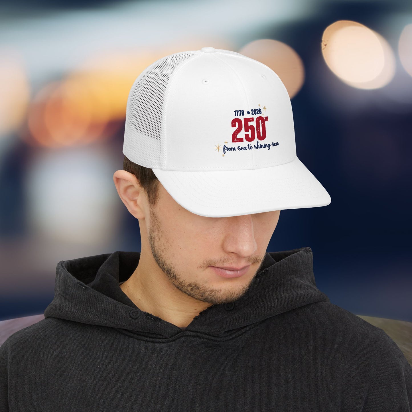 250th Anniversary Trucker Cap - "From Sea to Shining Sea" Patriotic Snapback Hat