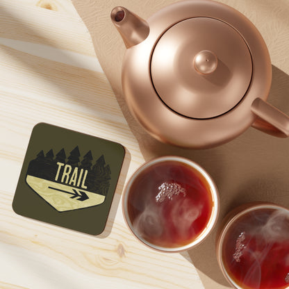Wooden Hiking Trail Sign Coaster in Earth
