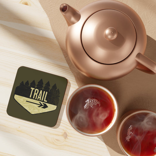 Wooden Hiking Trail Sign Coaster in Earth