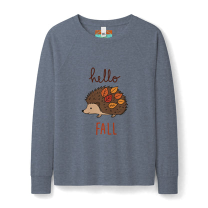 Hello Fall Hedgehog Sweatshirt — Women's Cozy Autumn Crewneck