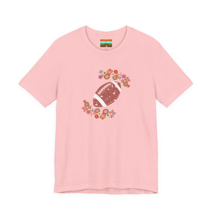 Vintage Floral Football Graphic Tee | 60s Hippie Style