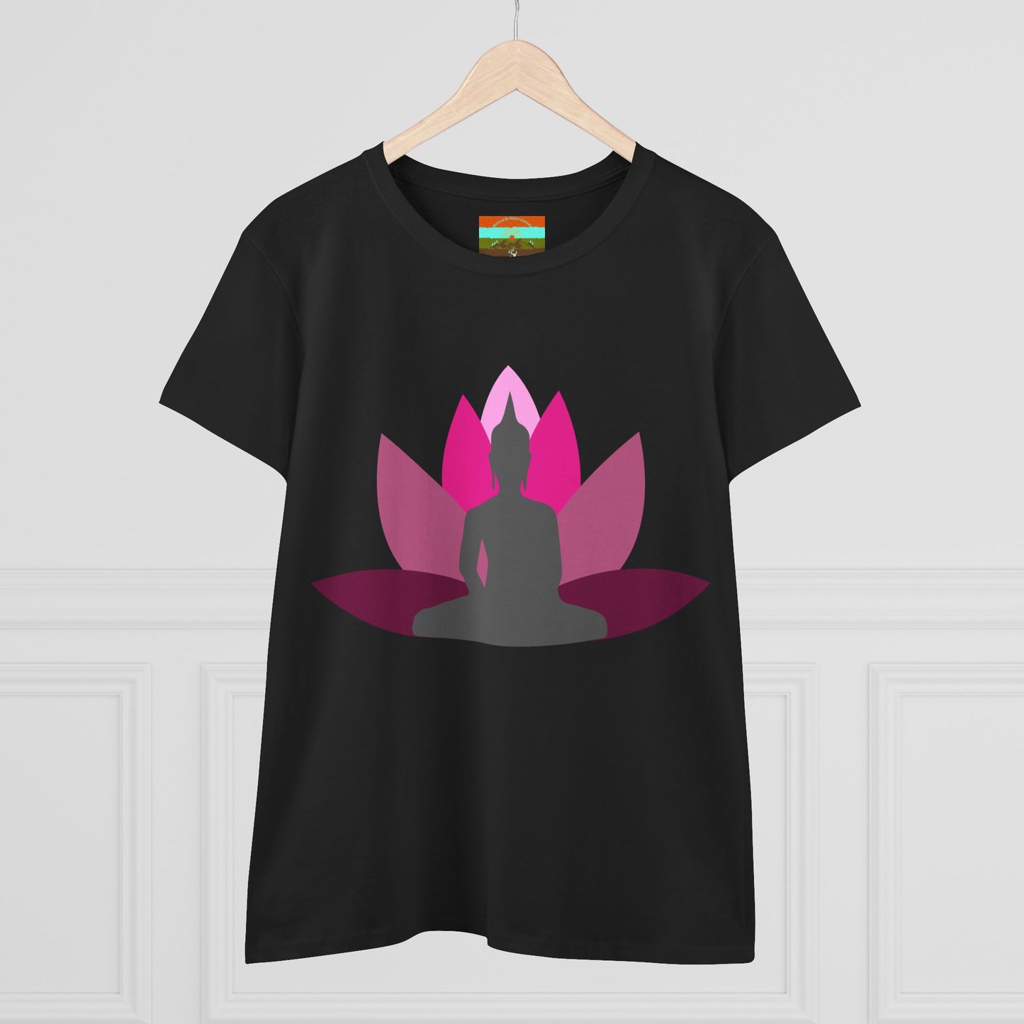 Buddha Lotus Women's Cotton Tee | Cerise | Mindfulness & Yoga Apparel