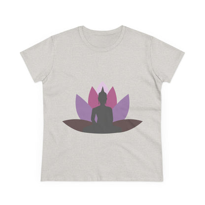 Buddha + Lotus Flower Mauve Women's Midweight Cotton Tee