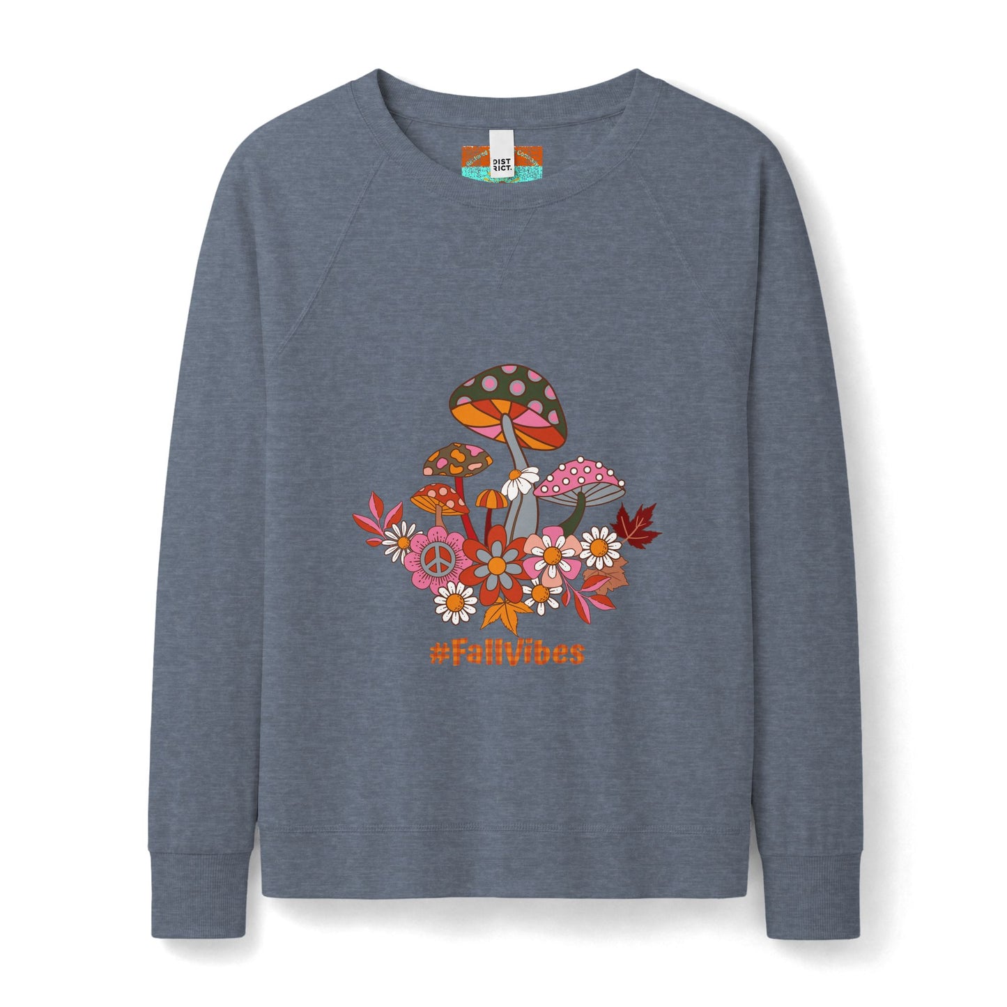 #FallVibes Retro Mushroom Patch Sweatshirt — Women's Cozy Autumn Crewneck