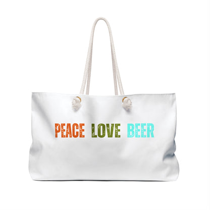 Peace Love Beer Canvas Weekender Bag