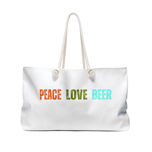 Peace Love Beer Canvas Weekender Bag
