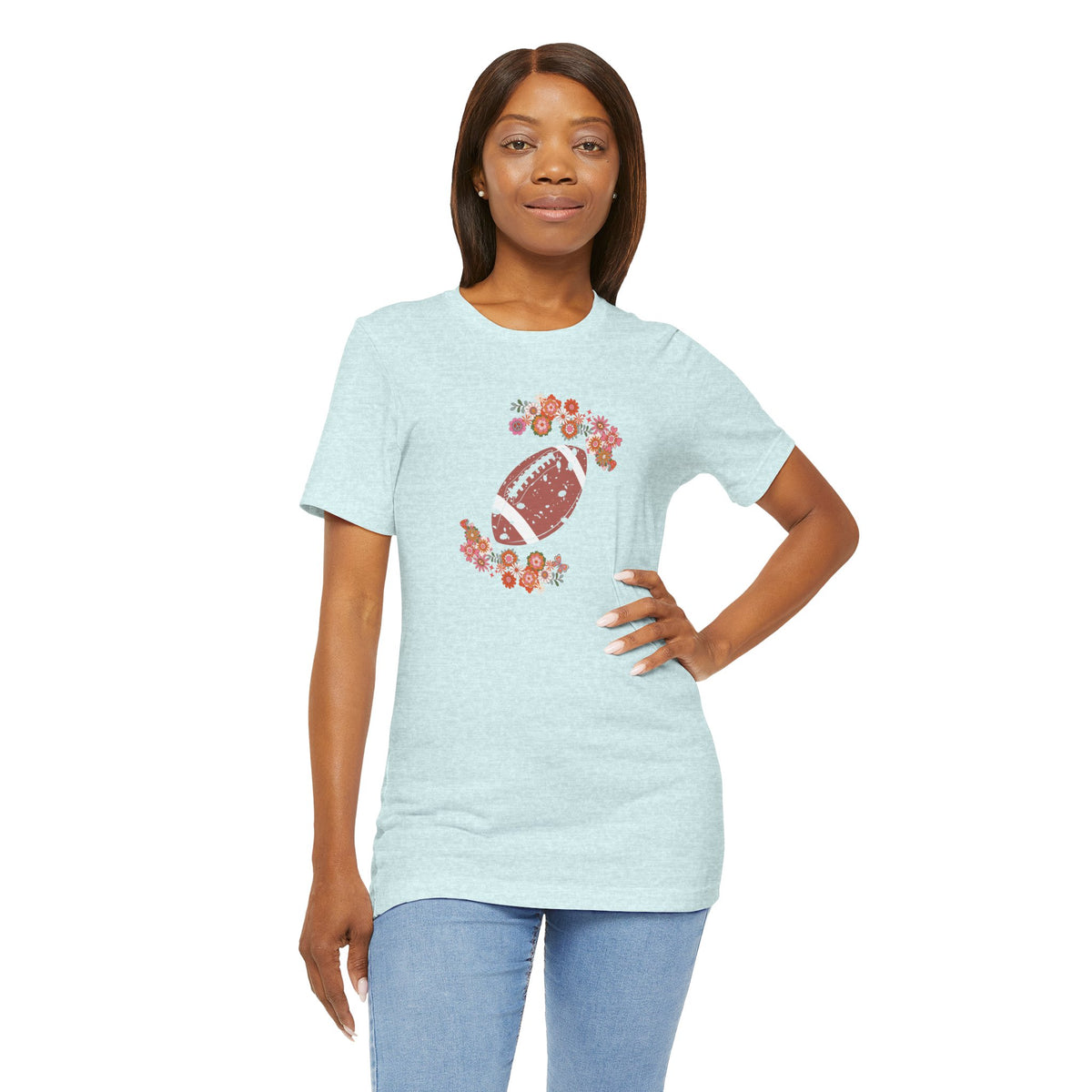 Vintage Floral Football Graphic Tee | 60s Hippie Style