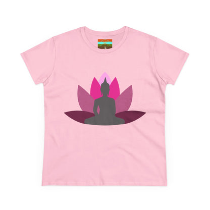 Buddha Lotus Women's Cotton Tee | Cerise | Mindfulness & Yoga Apparel