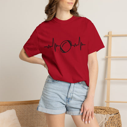 Football Heartbeat Graphic Tee | Soft Cotton T-Shirt for Football Fans