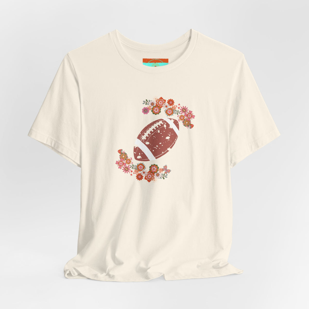 Vintage Floral Football Graphic Tee | 60s Hippie Style