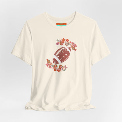 Vintage Floral Football Graphic Tee | 60s Hippie Style