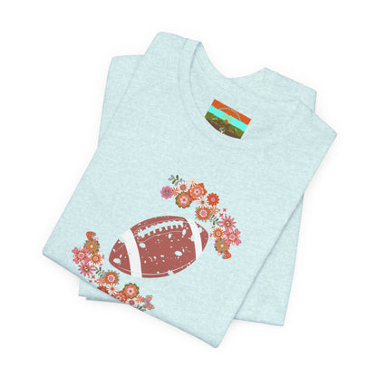 Vintage Floral Football Graphic Tee | 60s Hippie Style