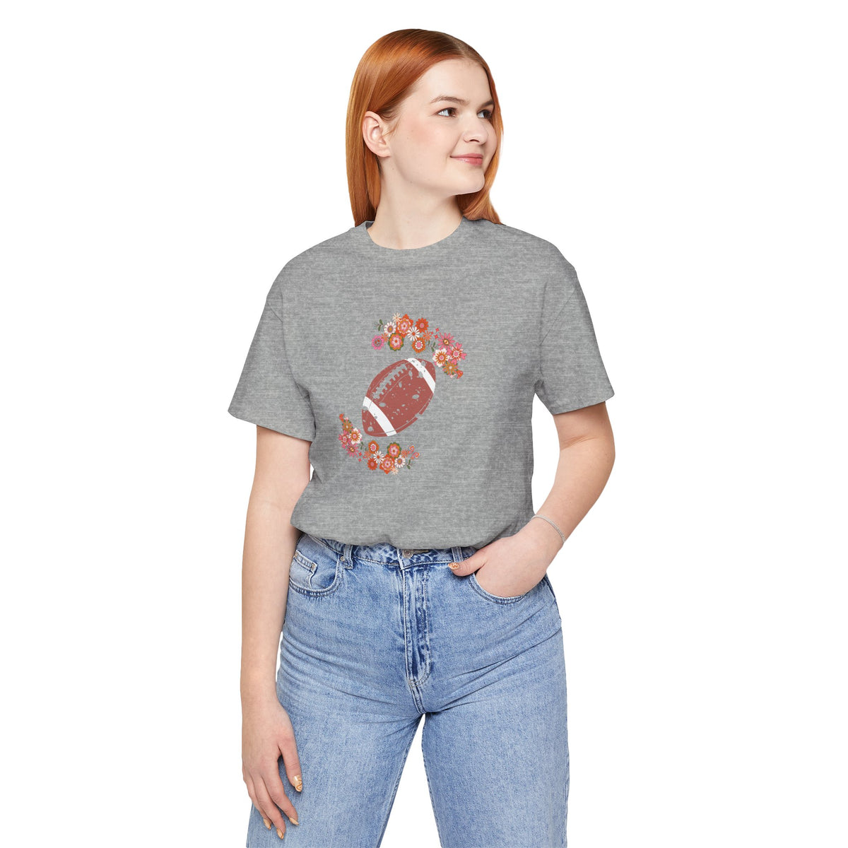 Vintage Floral Football Graphic Tee | 60s Hippie Style