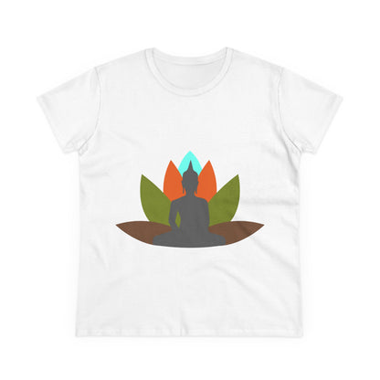 Buddha + Lotus Flower Earth Women's Midweight Cotton Tee