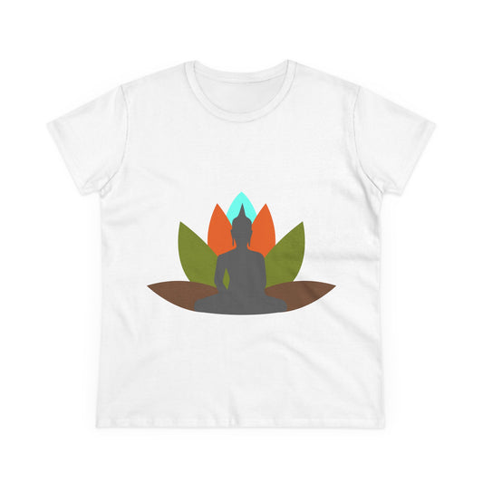 Buddha + Lotus Flower Earth Women's Midweight Cotton Tee
