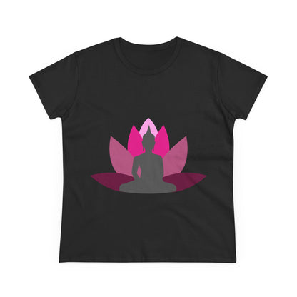 Buddha + Lotus Flower Cerise Women's Midweight Cotton Tee