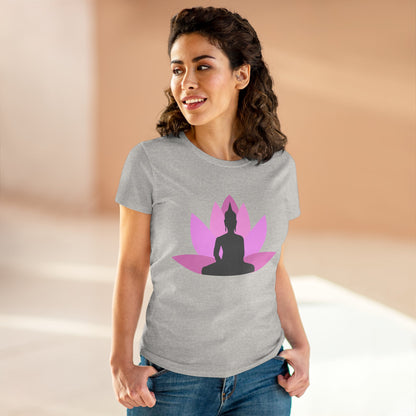 Buddha Lotus Women's Cotton Tee | Bubblegum | Mindfulness & Yoga Apparel