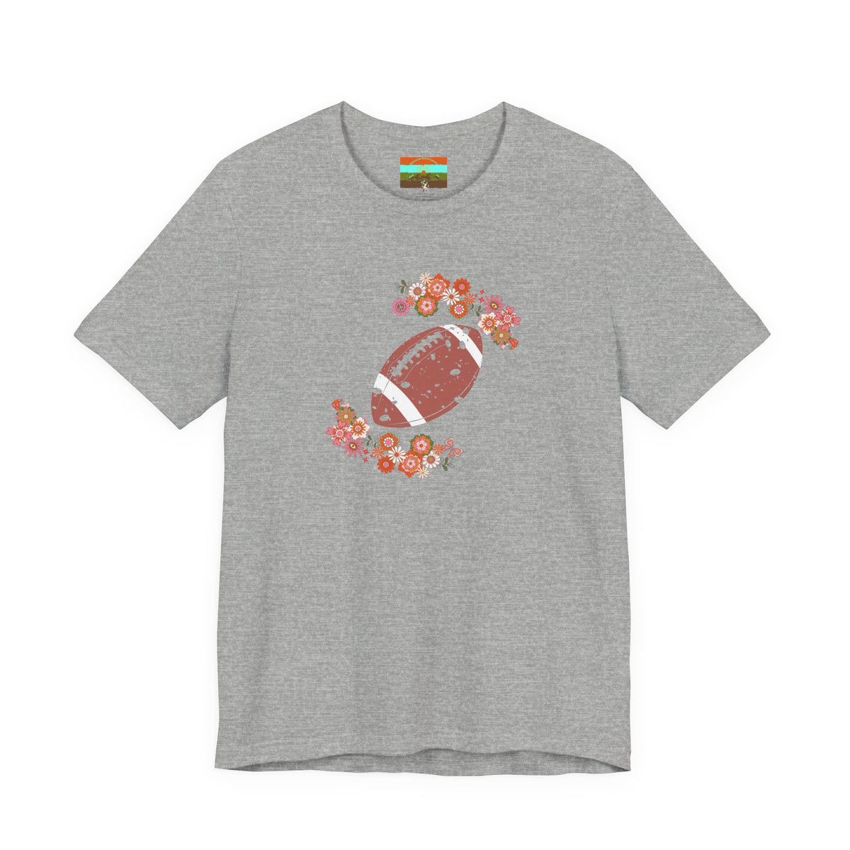 Vintage Floral Football Graphic Tee | 60s Hippie Style