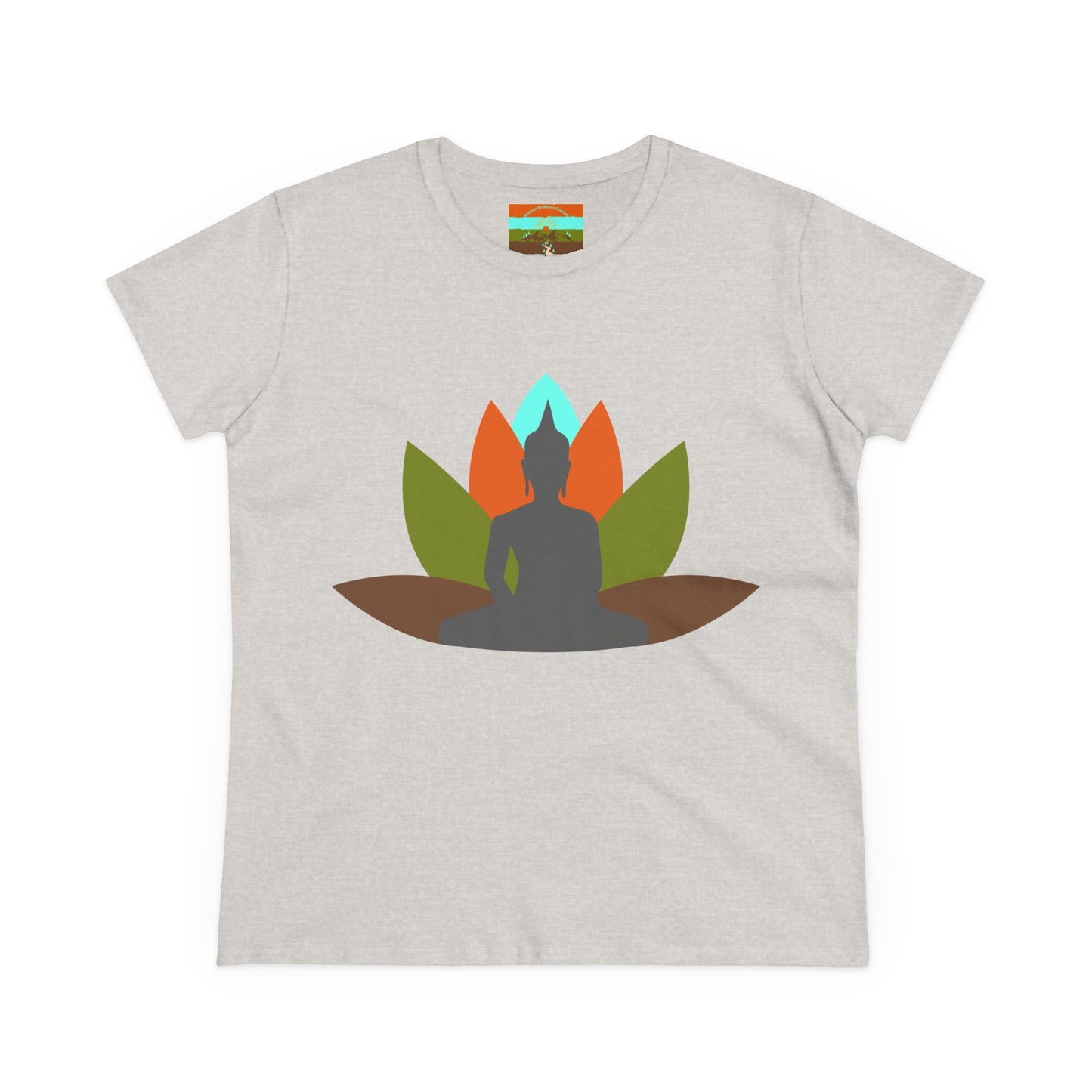 Buddha Lotus Women's Cotton Tee | Earth | Mindfulness & Yoga Apparel