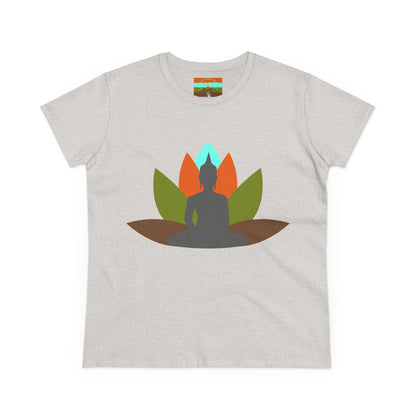 Buddha Lotus Women's Cotton Tee | Earth | Mindfulness & Yoga Apparel