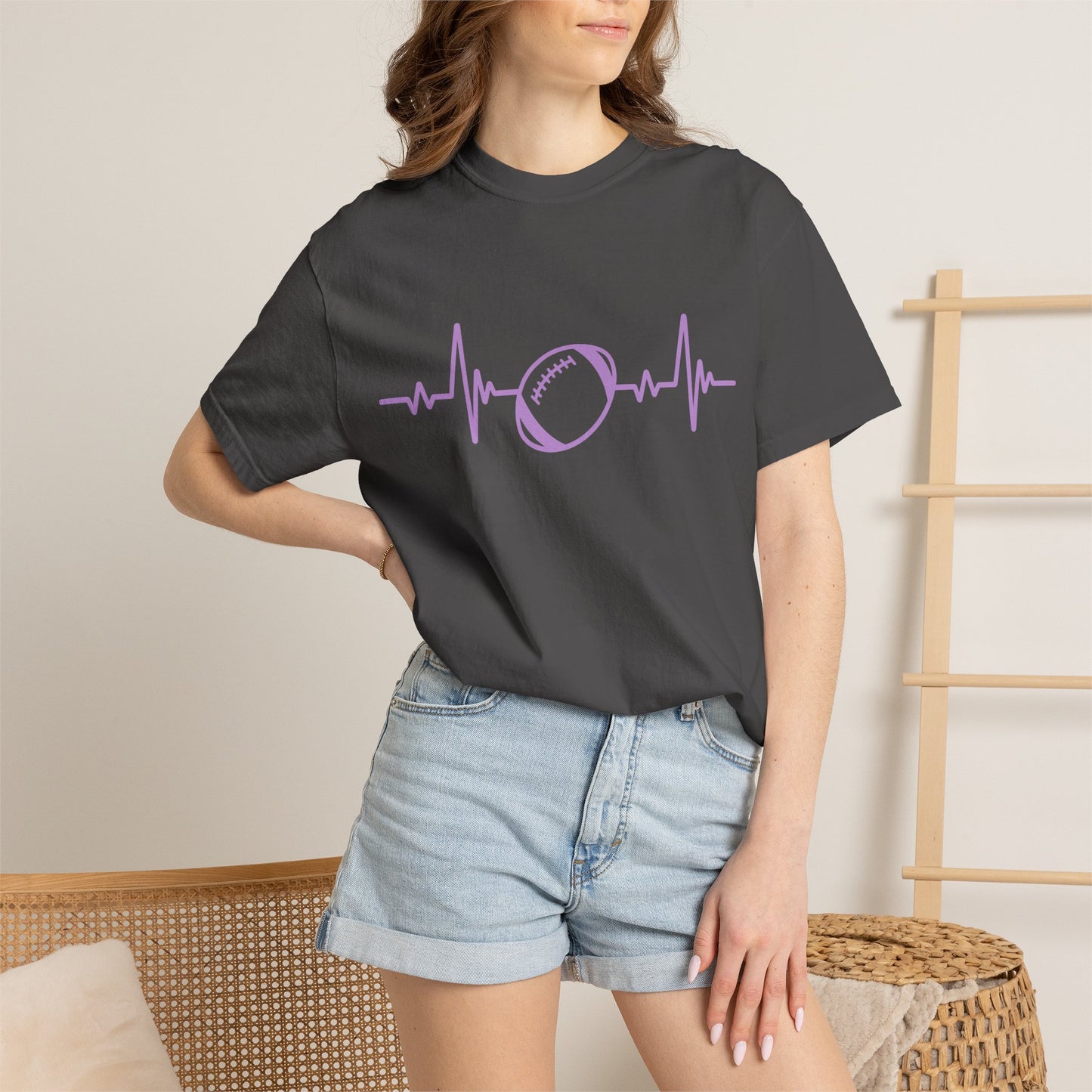 Football Heartbeat Graphic Tee | Soft Cotton T-Shirt for Football Fans