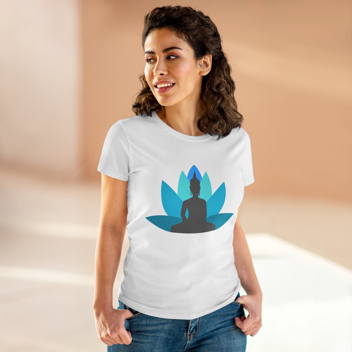 Buddha Lotus Women's Cotton Tee | Tranquil | Mindfulness & Yoga Apparel