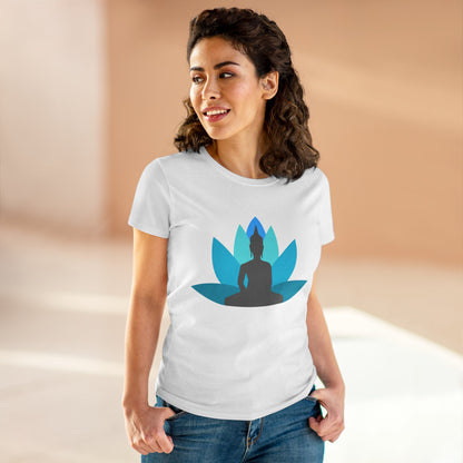 Buddha Lotus Women's Cotton Tee | Tranquil | Mindfulness & Yoga Apparel