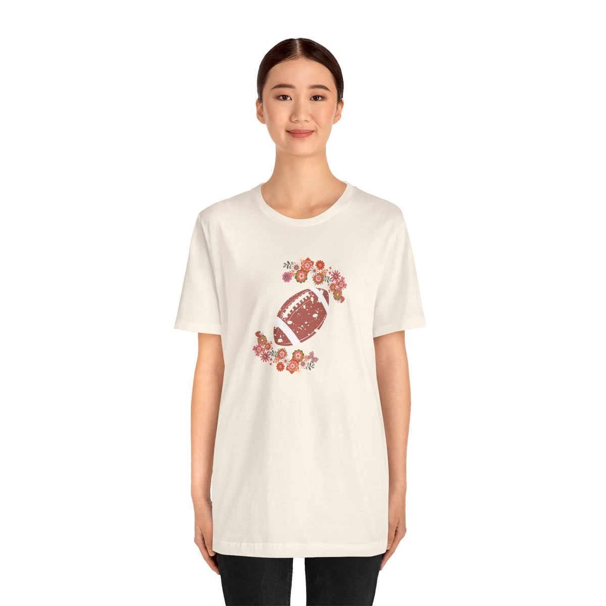 Vintage Floral Football Graphic Tee | 60s Hippie Style