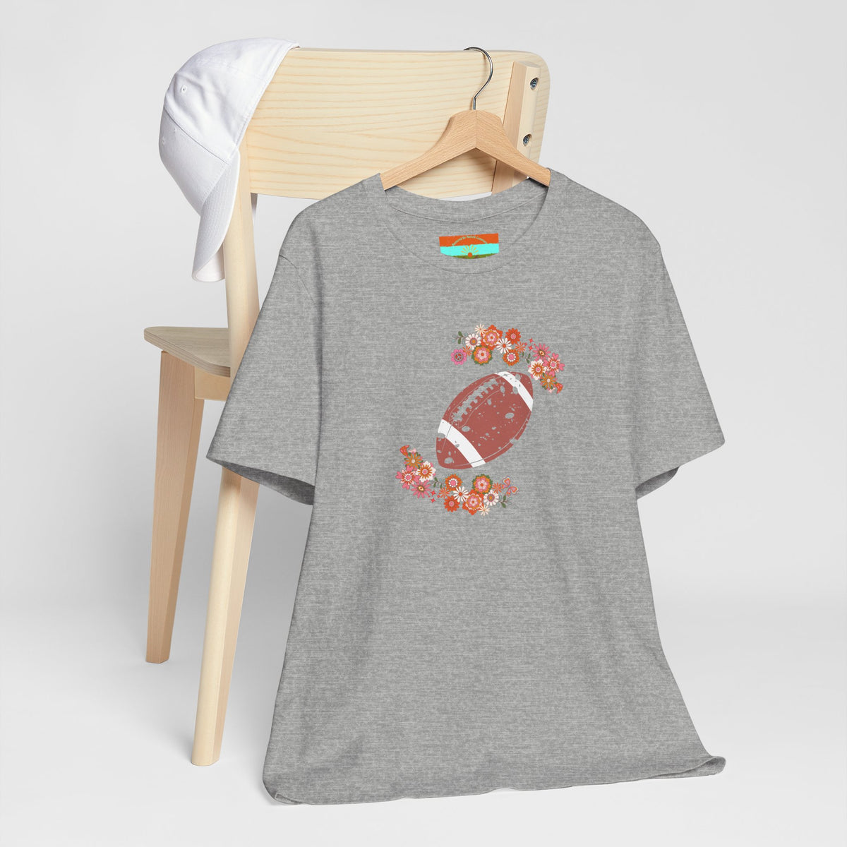Vintage Floral Football Graphic Tee | 60s Hippie Style