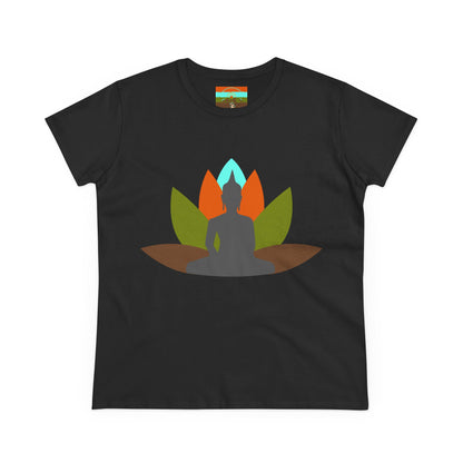Buddha Lotus Women's Cotton Tee | Earth | Mindfulness & Yoga Apparel