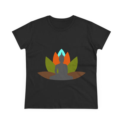 Buddha + Lotus Flower Earth Women's Midweight Cotton Tee