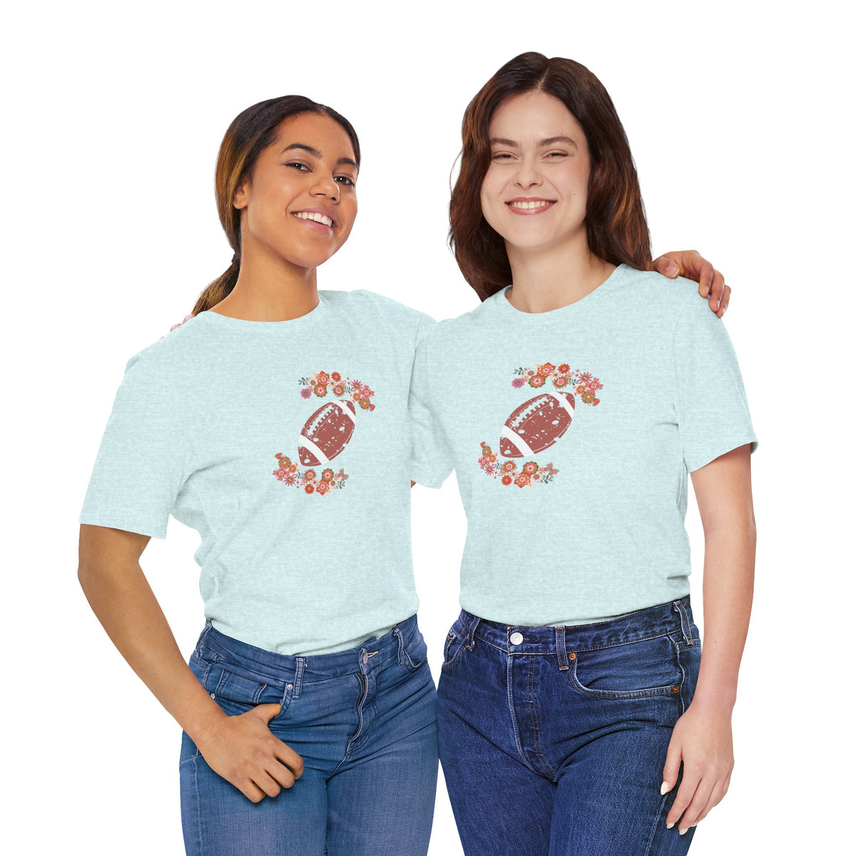 Vintage Floral Football Graphic Tee | 60s Hippie Style