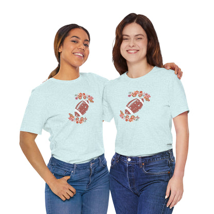 Vintage Floral Football Graphic Tee | 60s Hippie Style