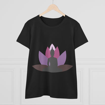 Buddha + Lotus Flower Mauve Women's Midweight Cotton Tee