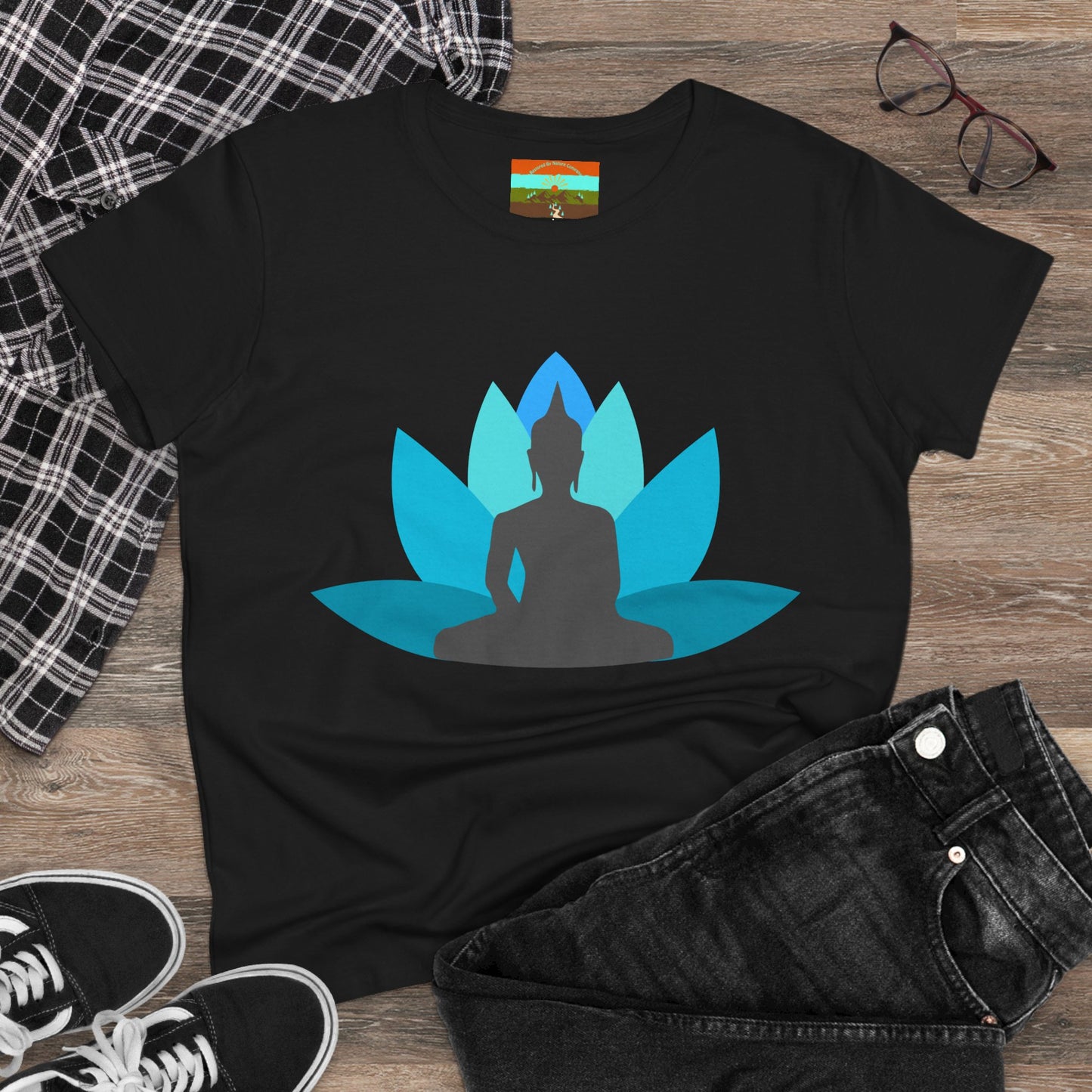 Buddha Lotus Women's Cotton Tee | Tranquil | Mindfulness & Yoga Apparel
