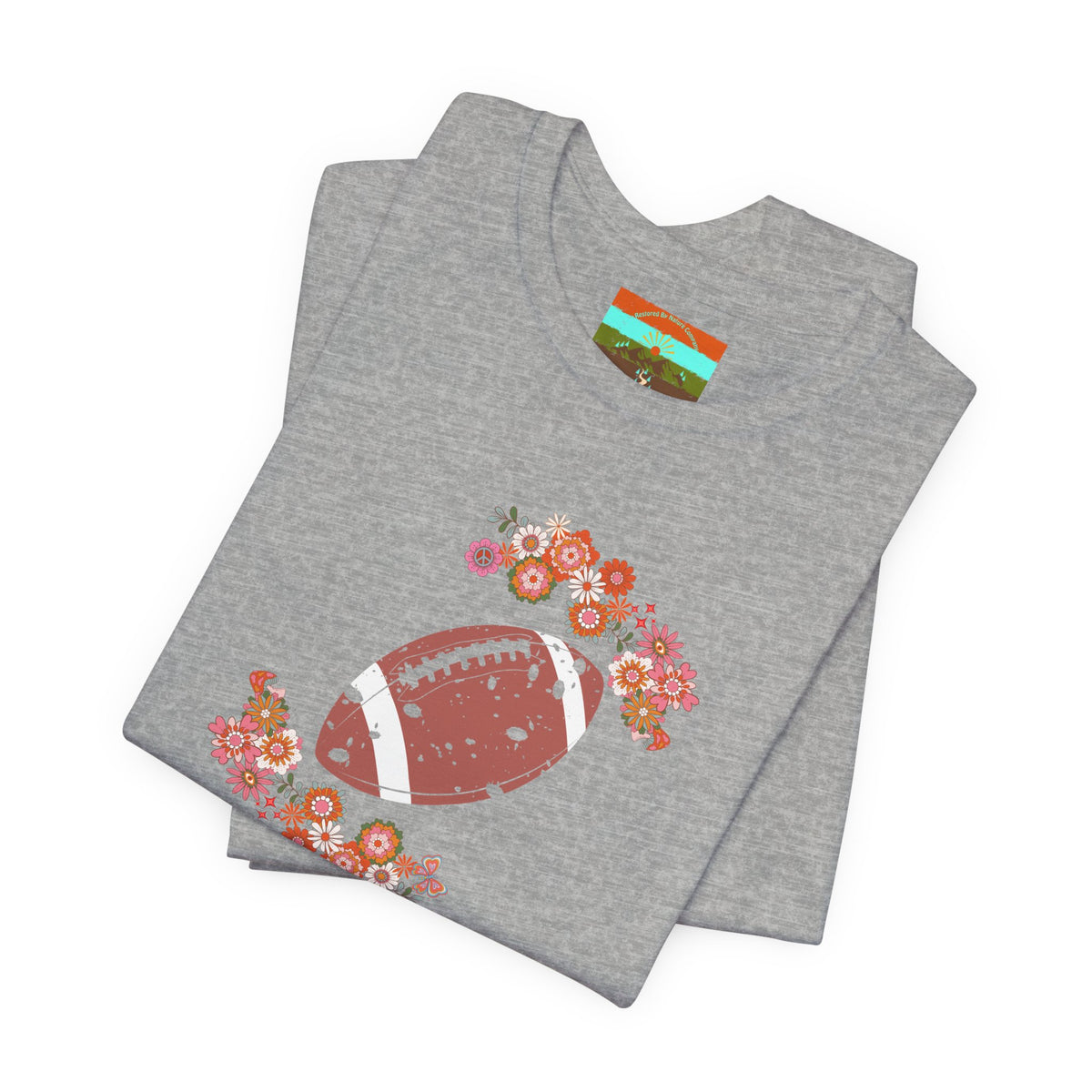 Vintage Floral Football Graphic Tee | 60s Hippie Style