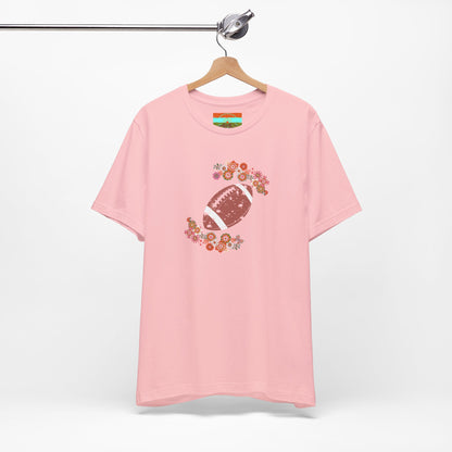 Vintage Floral Football Graphic Tee | 60s Hippie Style