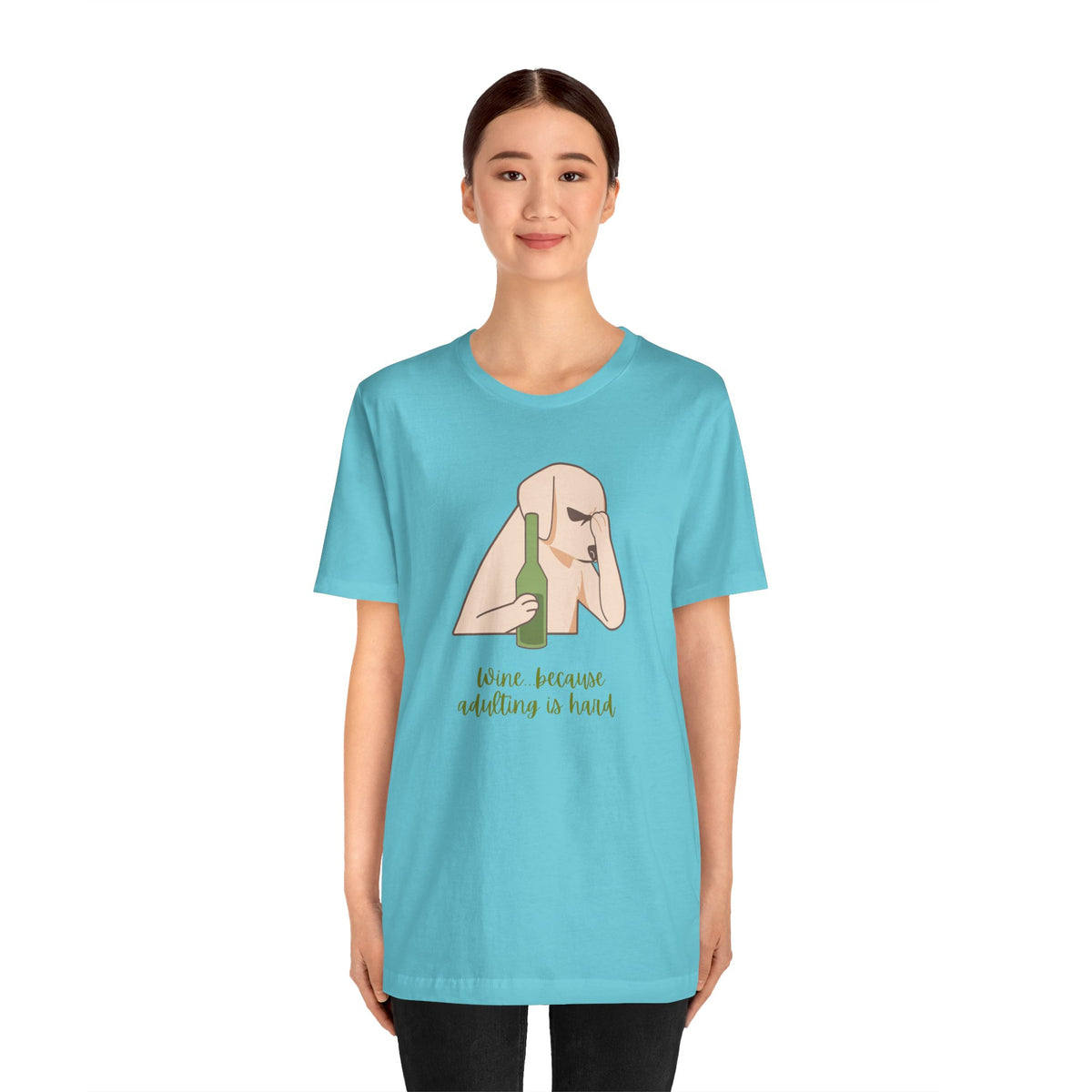 Wine...Because Adulting Is Hard | Unisex Jersey T-Shirt