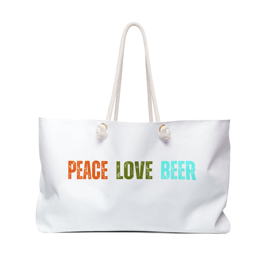 Peace Love Beer Canvas Weekender Bag