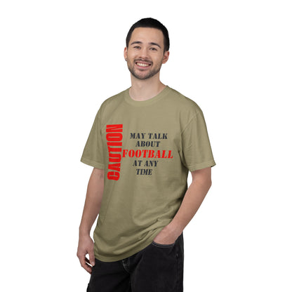 CAUTION: May Talk About Football Graphic Tee | Unisex Garment-Dyed T-Shirt