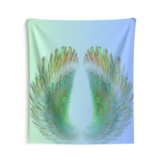 Angel Wings Wall Tapestry with Mint Green to Periwinkle Ombre -  68x80 Inches - Perfect for Your DMB Gorge Campsite - Perfect for Photos