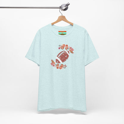 Vintage Floral Football Graphic Tee | 60s Hippie Style