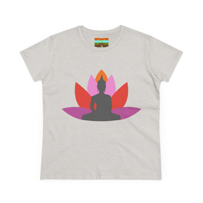 Buddha Lotus Women's Cotton Tee | Tropical | Mindfulness & Yoga Apparel