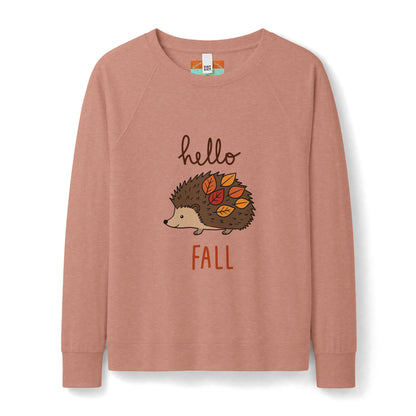 Hello Fall Hedgehog Sweatshirt — Women's Cozy Autumn Crewneck