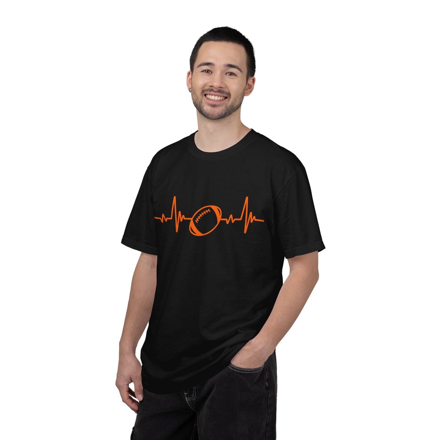 Football Heartbeat Graphic Tee | Soft Cotton T-Shirt for Football Fans