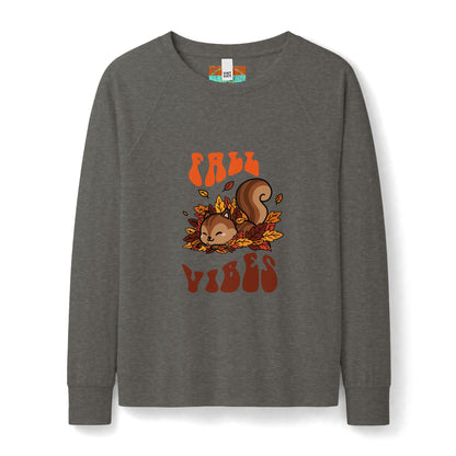 Fall Vibes Squirrel Sweatshirt — Women's Cozy Autumn Crewneck