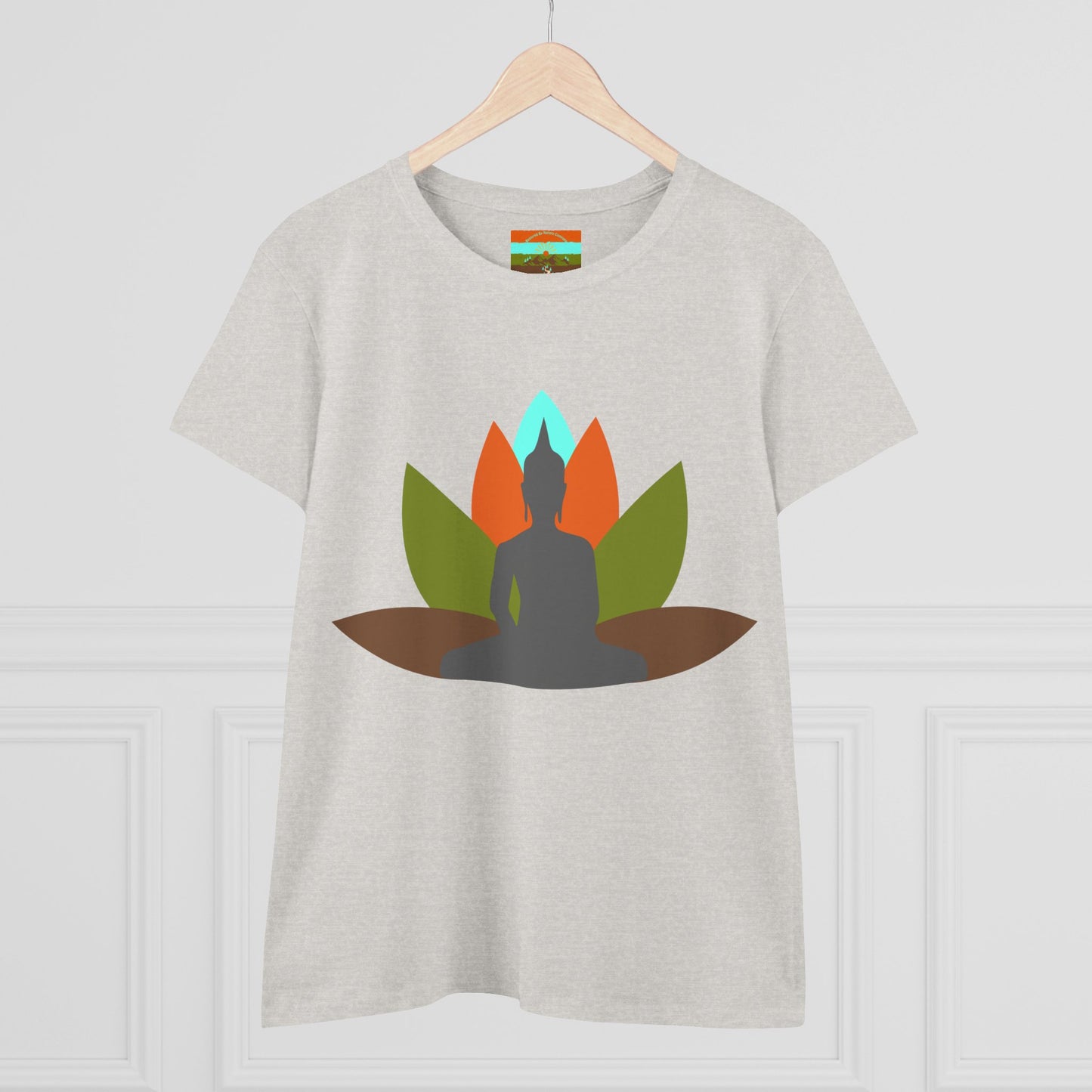 Buddha Lotus Women's Cotton Tee | Earth | Mindfulness & Yoga Apparel