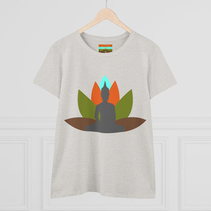Buddha Lotus Women's Cotton Tee | Earth | Mindfulness & Yoga Apparel