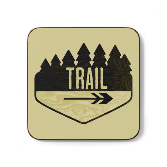 Wooden Hiking Trail Sign Coaster in Ecru