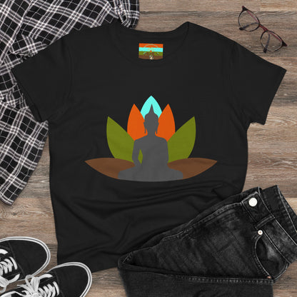 Buddha Lotus Women's Cotton Tee | Earth | Mindfulness & Yoga Apparel